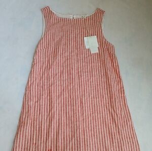 Beach Lunch Lounge Dress Small Linen Blend Striped Shift Travel Boho Coastal New